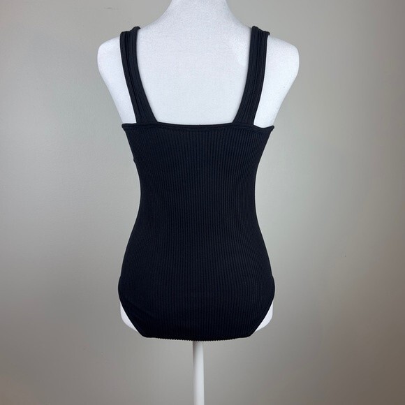 Love Charm Ribbed Black Bodysuit Size M/L - Picture 4 of 5